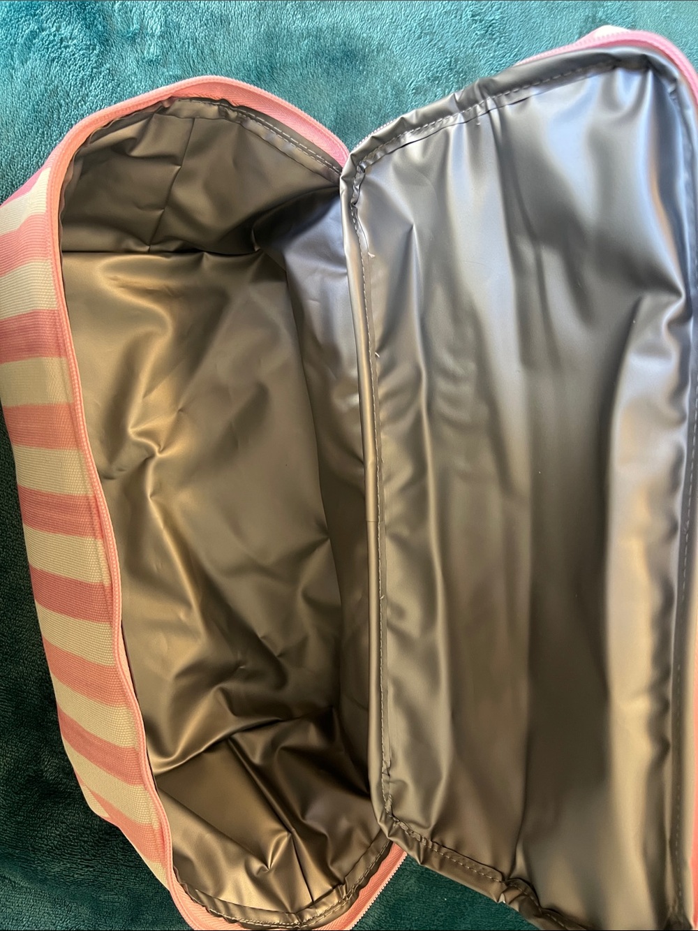 Victoria's Secret Pink and White Striped Tote with Bottom Zip Compartment - Picture 3 of 13